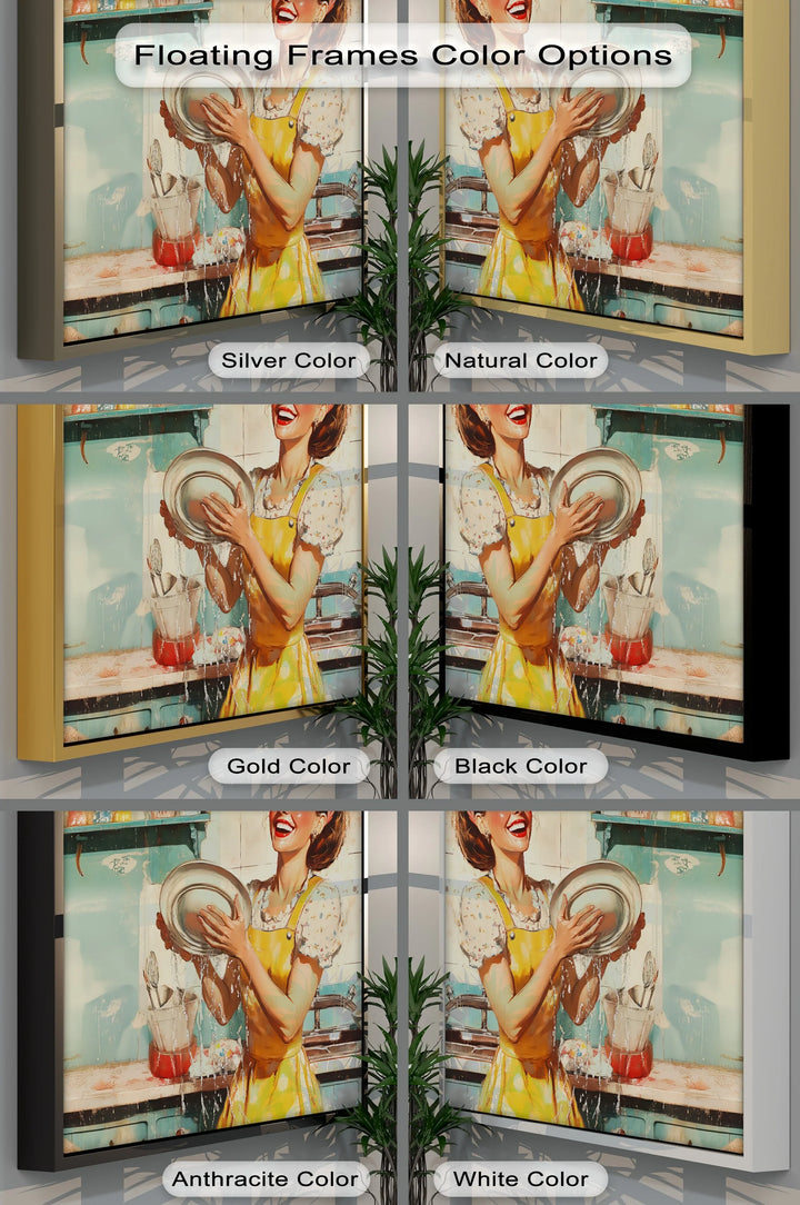 Cheerful Retro Dishwashing – Vintage Kitchen Canvas Prints - MyPhotoStation