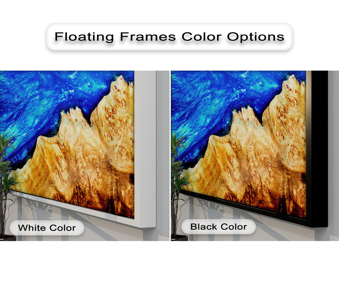 Blue Resin Wood Canvas Print – Modern Abstract Ocean Wall Art