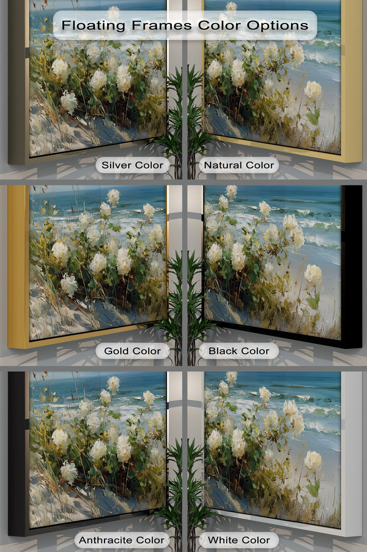 Whispers of the Dunes – White Roses by the Sea Canvas Print