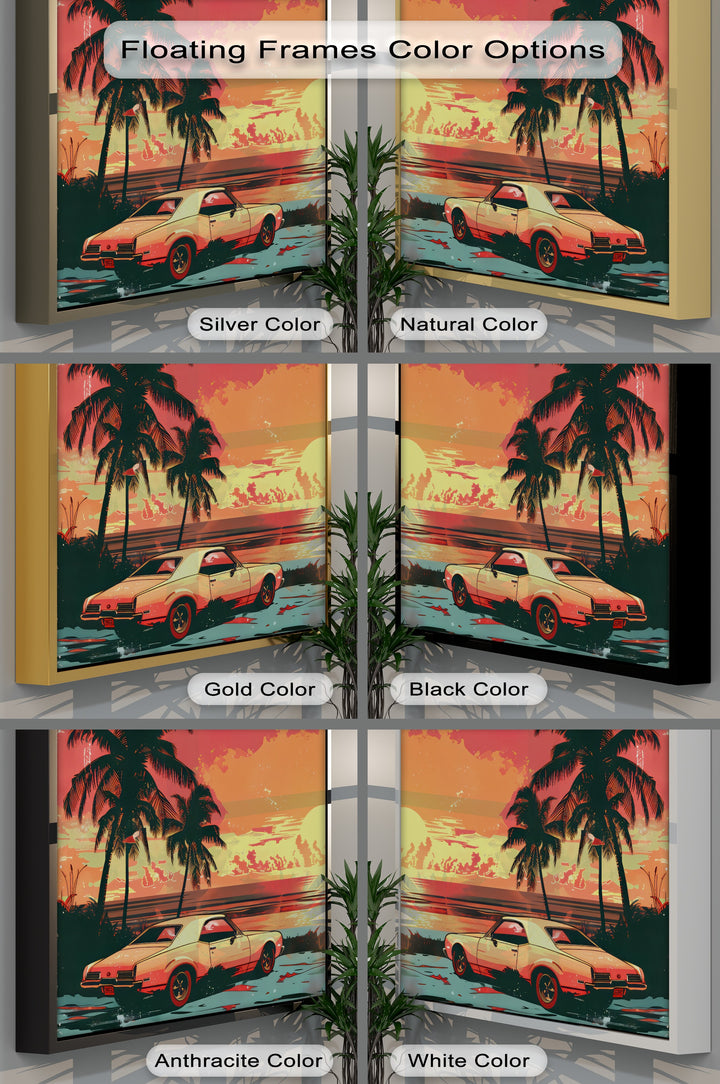Golden Hour Drive – Sunset Muscle Car Canvas Print