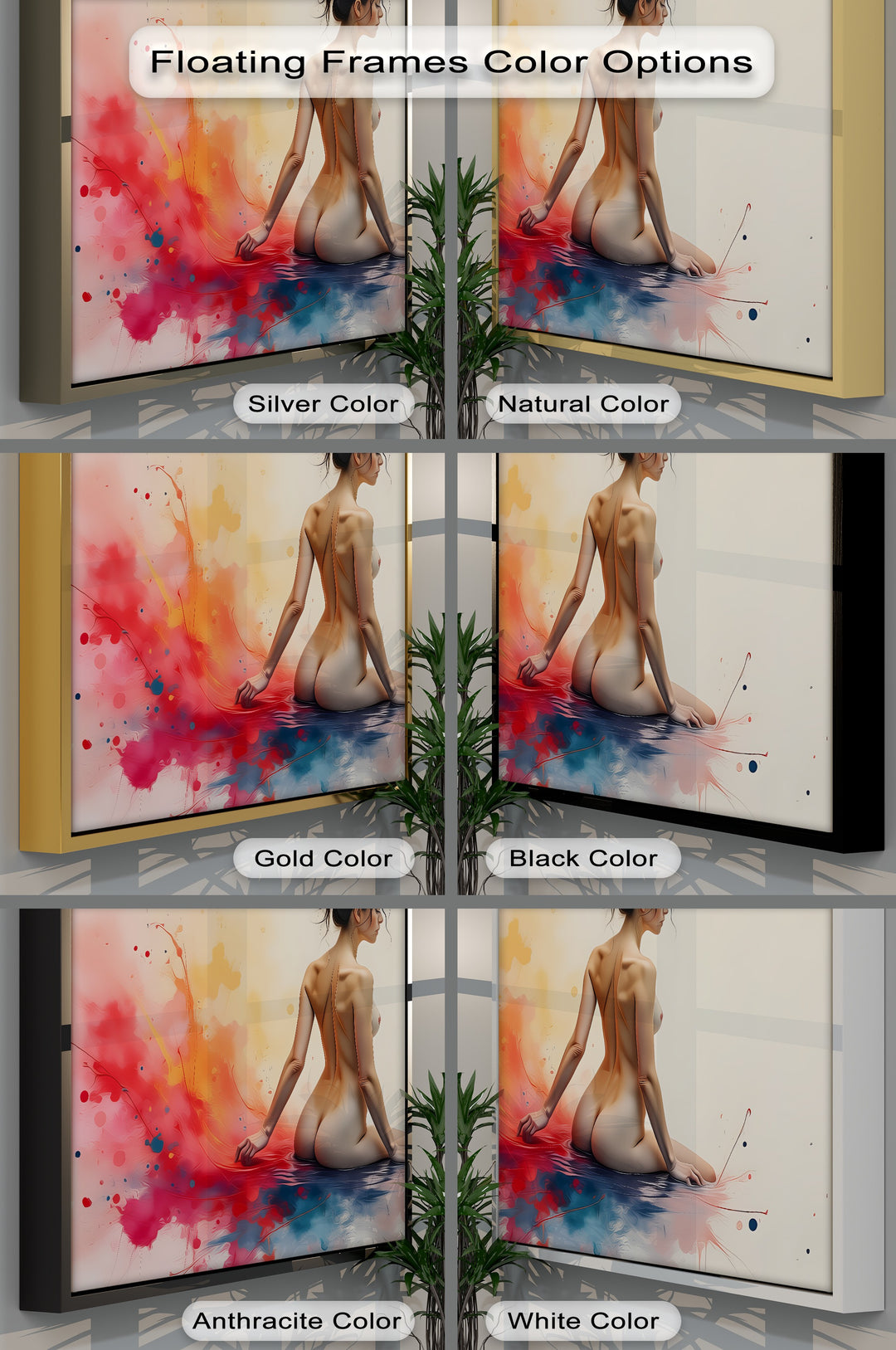 Serene Bloom – Nude Abstract Splash Canvas Wall Art | Sexy Art