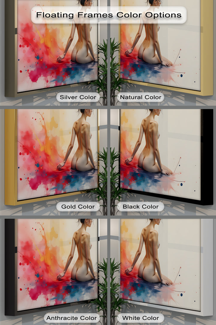 Serene Bloom – Nude Abstract Splash Canvas Wall Art | Sexy Art