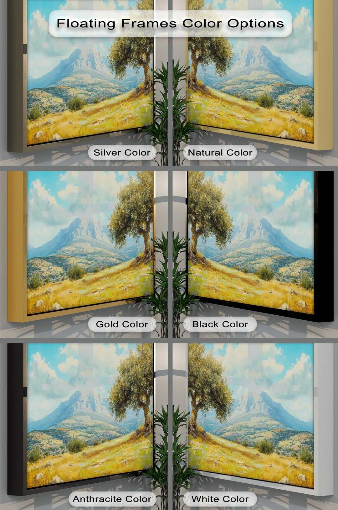 Lone Olive Tree in Golden Valley – Mediterranean Landscape Canvas Print