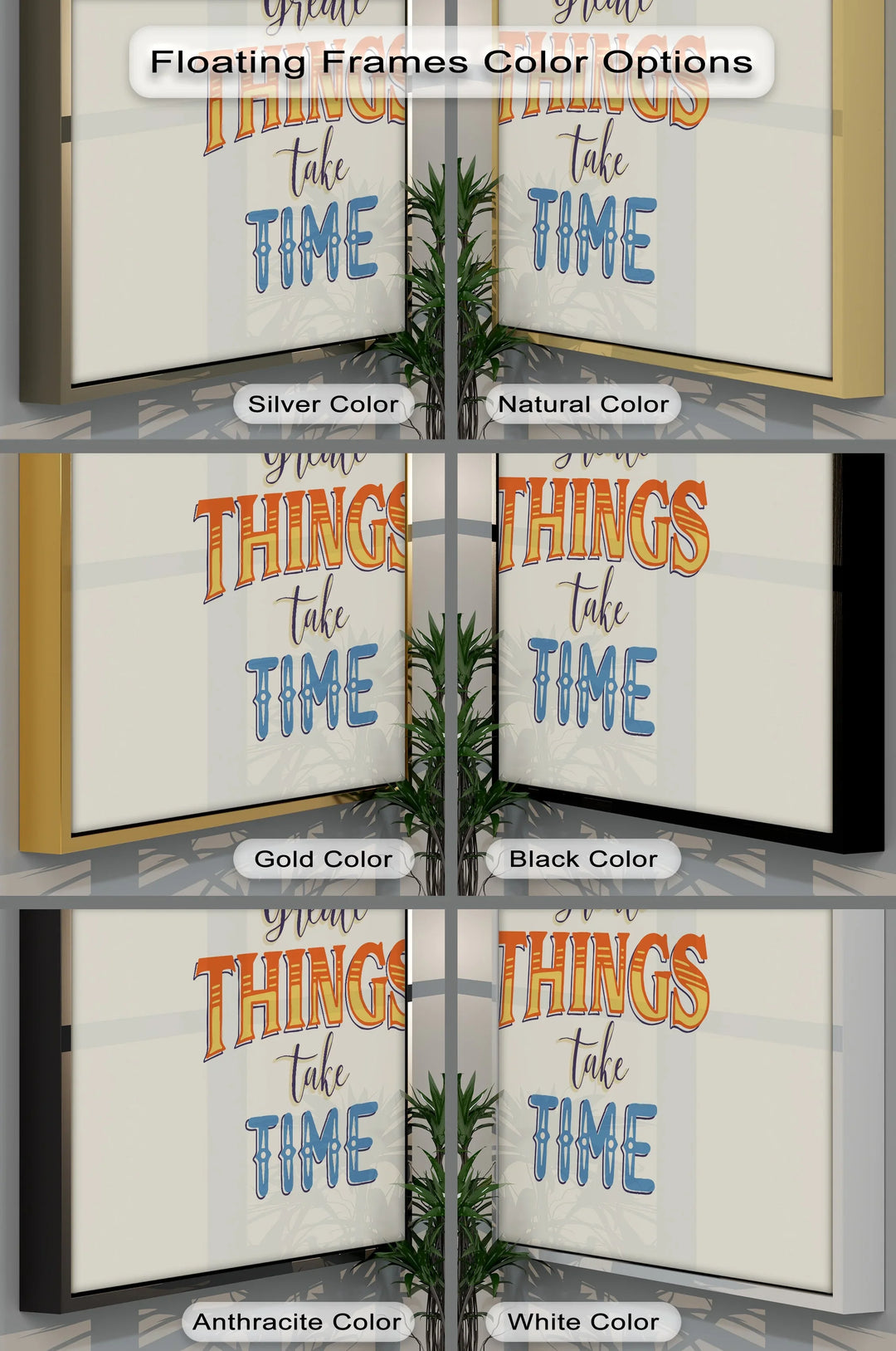 Great Things Take Time – Inspirational Typographic Canvas Print