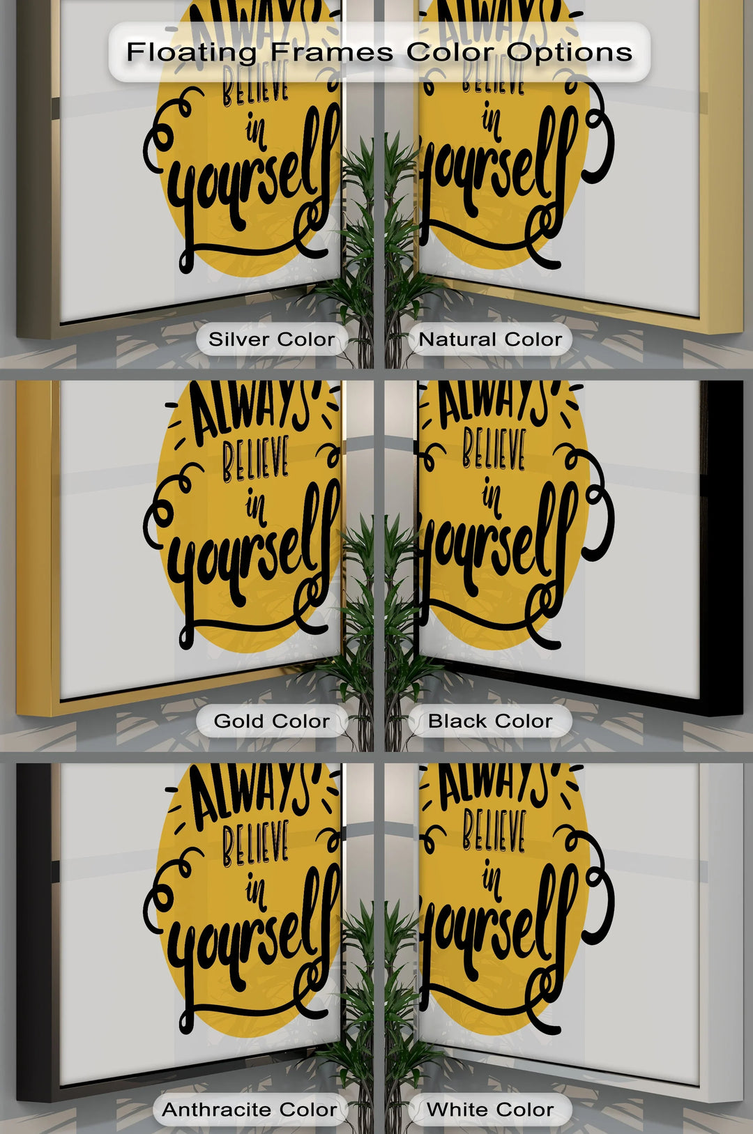 Always Believe in Yourself – Bright Yellow Motivational Canvas Print