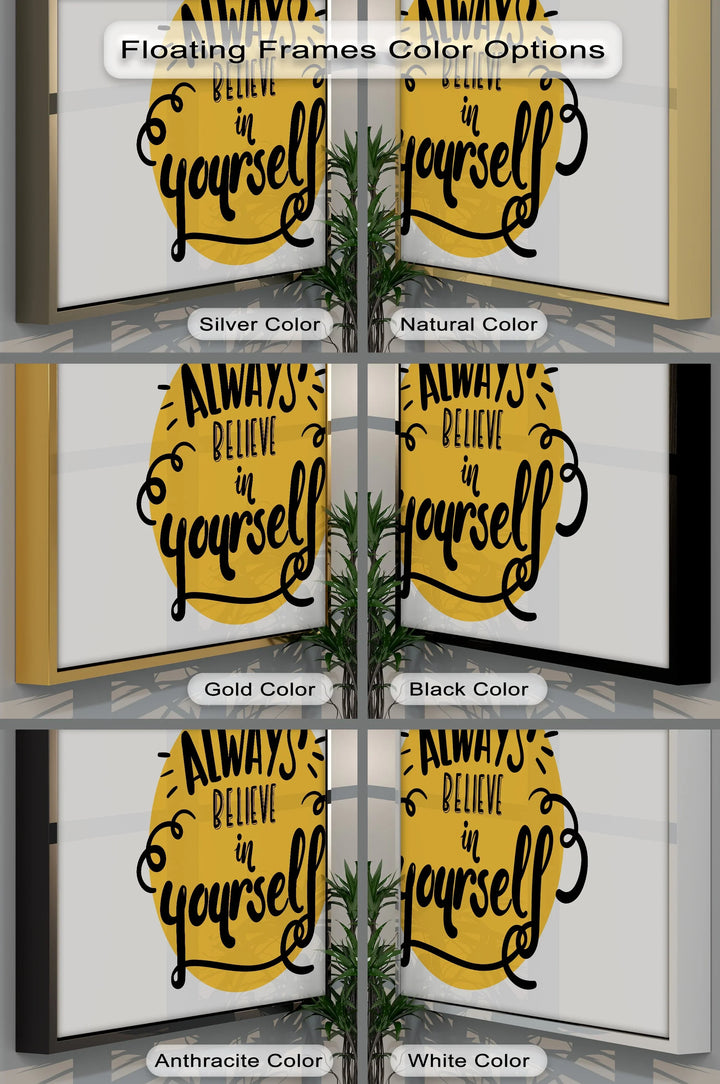 Always Believe in Yourself – Bright Yellow Motivational Canvas Print