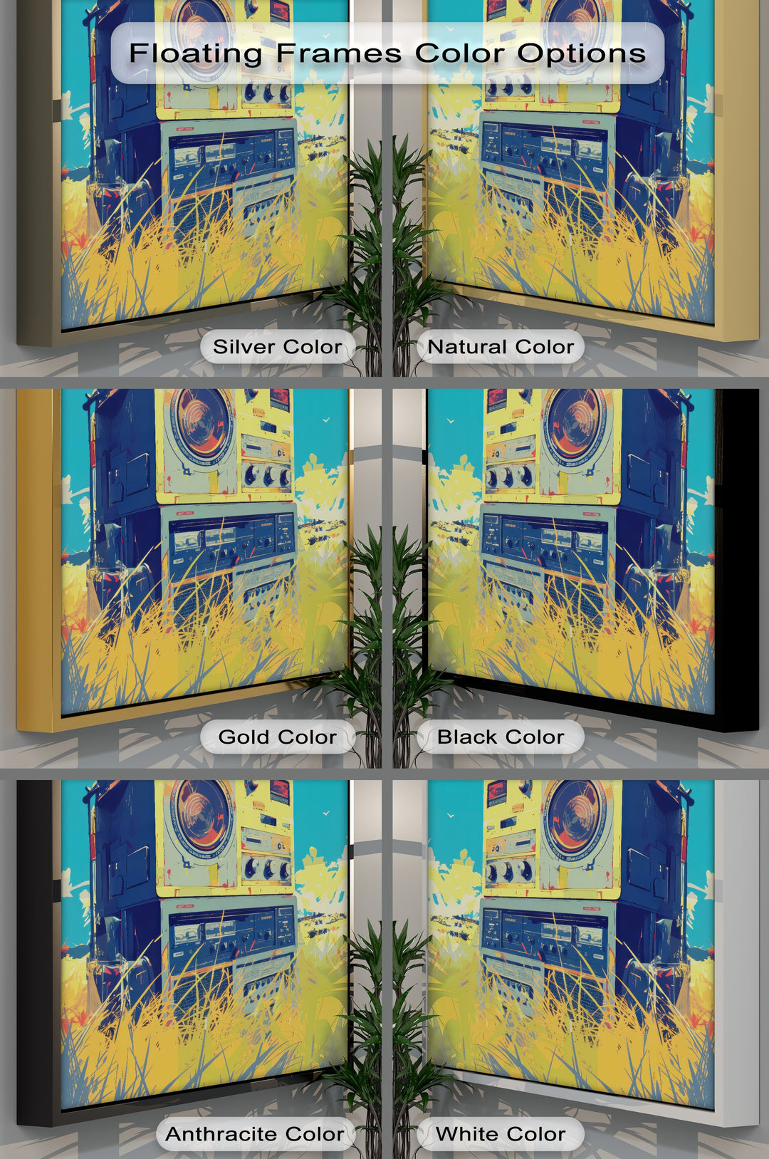 Retro Tape Machine in a Golden Meadow - Retro Canvas Print