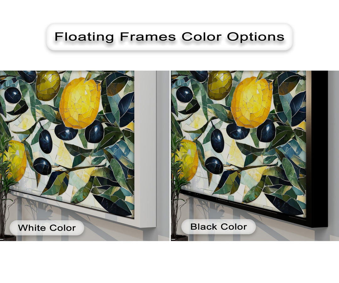 Lemon Olive Mosaic Canvas Print – Mediterranean Kitchen Wall Art