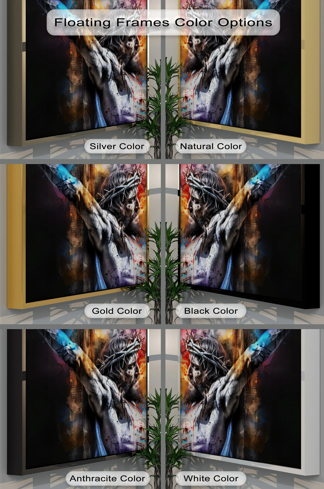 Jesus on the Cross with Crown of Thorns - Jesus Canvas Print