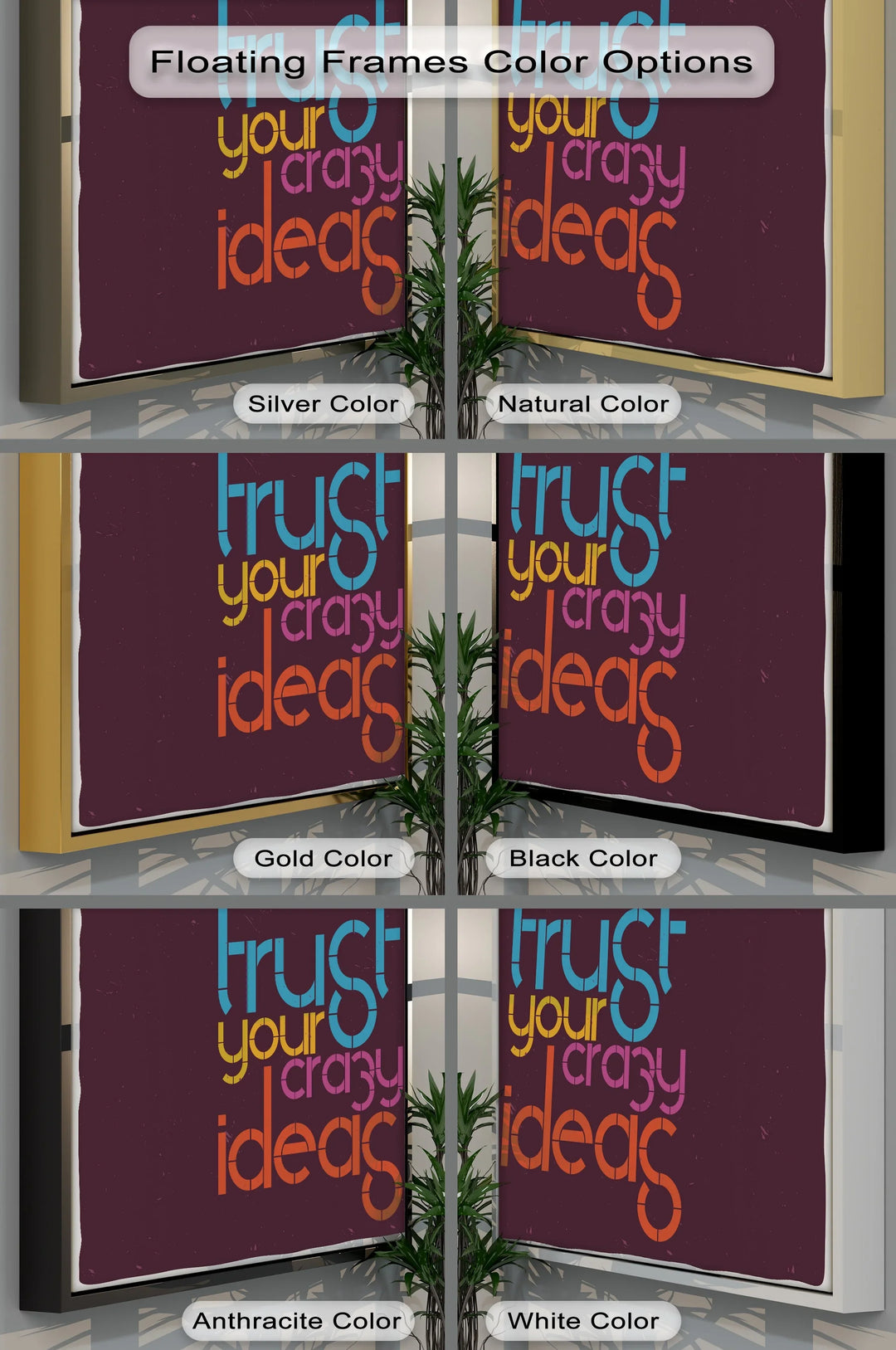 Trust Your Crazy Ideas – Bold Colorful Typographic Canvas Print