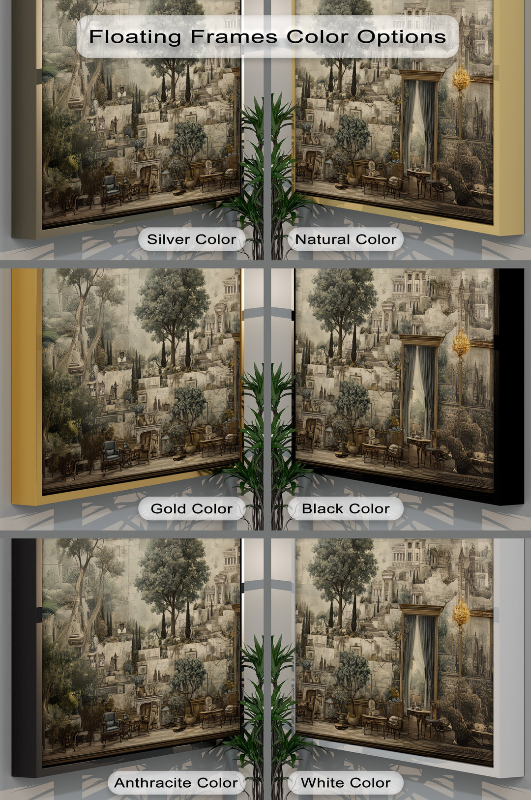 Classical Architecture & Garden Mural - Canvas Wall Art | Large Canvas