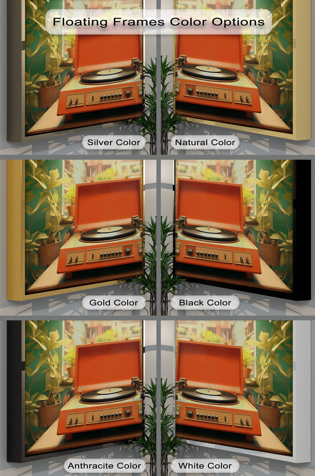 Groove in Bloom – Retro Record Player Canvas Print