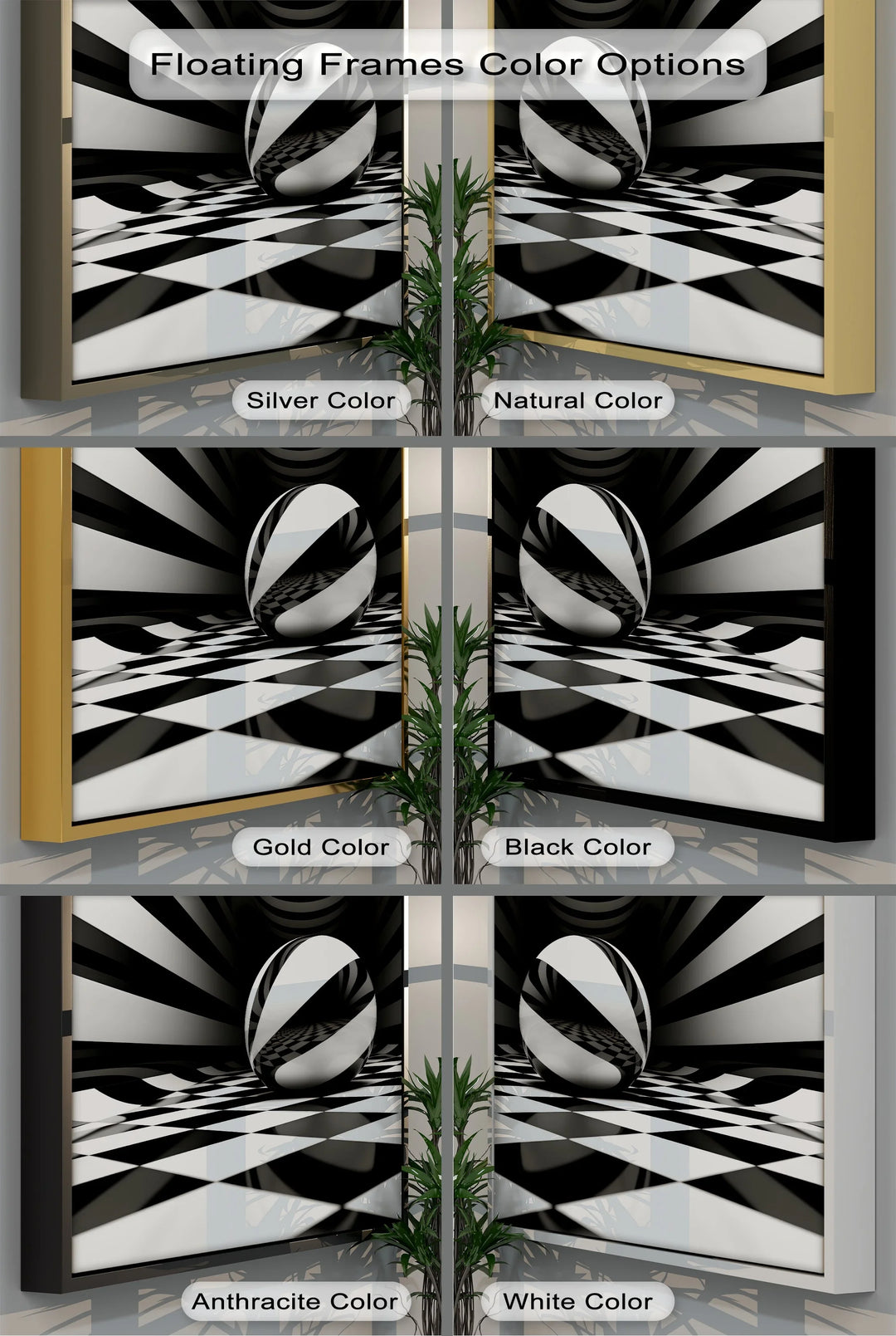 Geometric Sphere Illusion – Black & White Canvas Print - MyPhotoStation