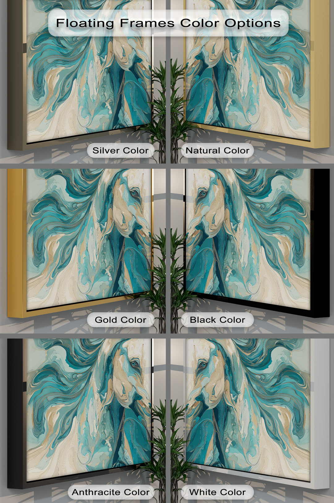 Whirlwind Spirit – Abstract Horse in Teal and Sand Canvas Print