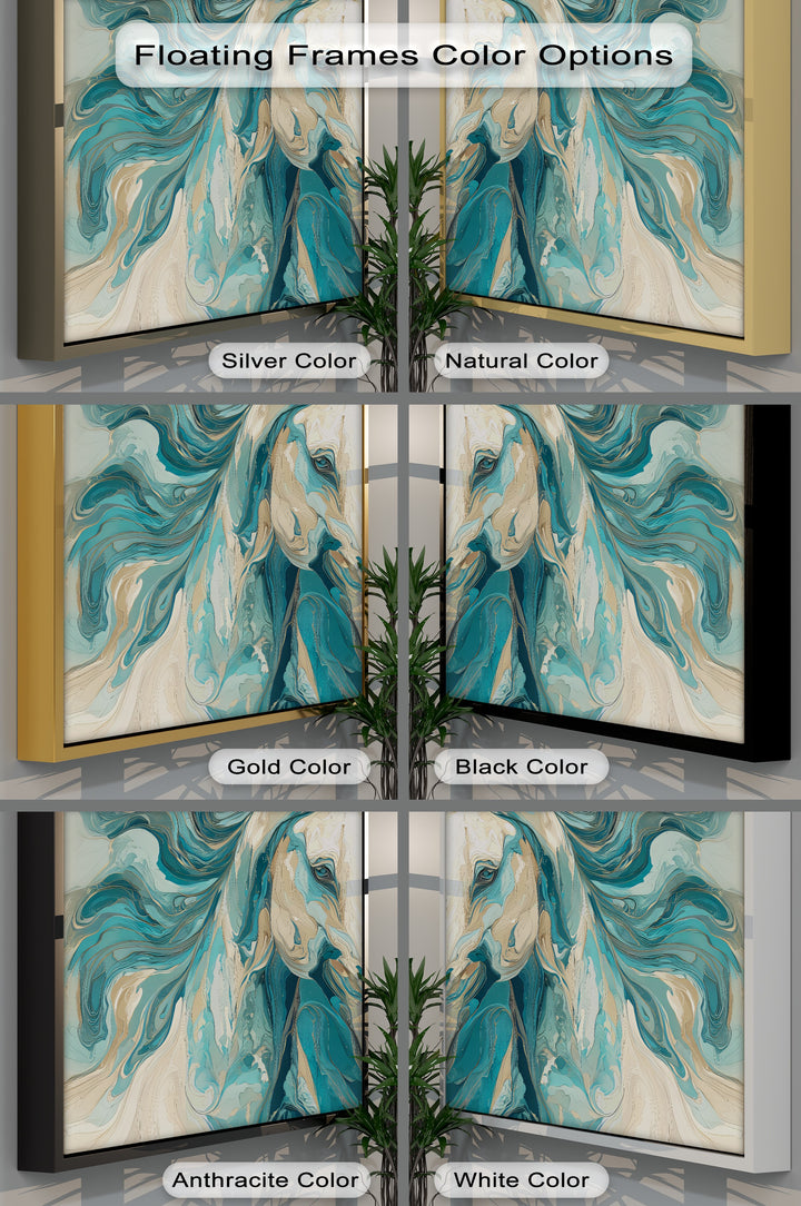 Whirlwind Spirit – Abstract Horse in Teal and Sand Canvas Print