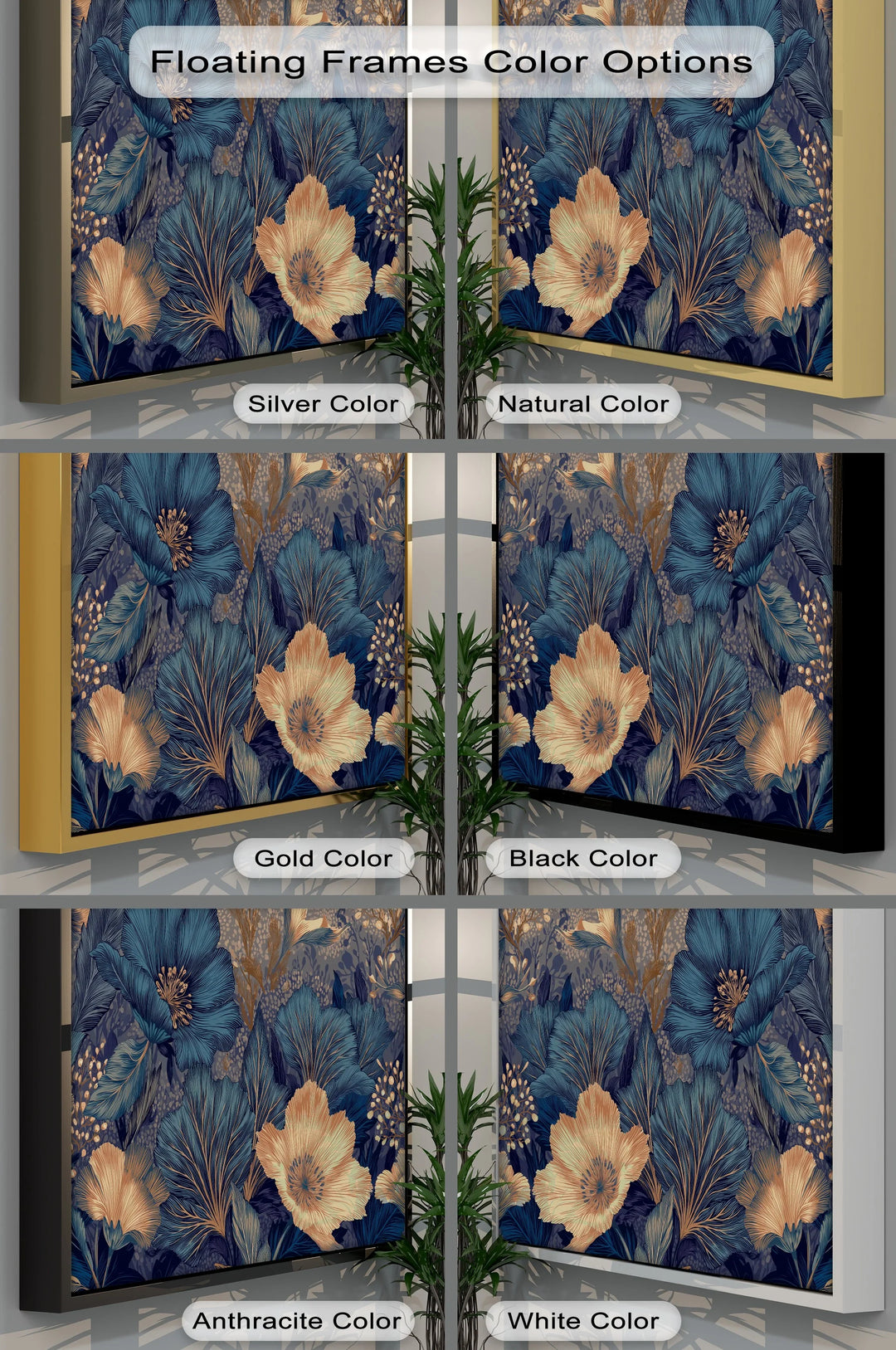 Midnight Garden in Gold and Teal – Canvas Print - MyPhotoStation