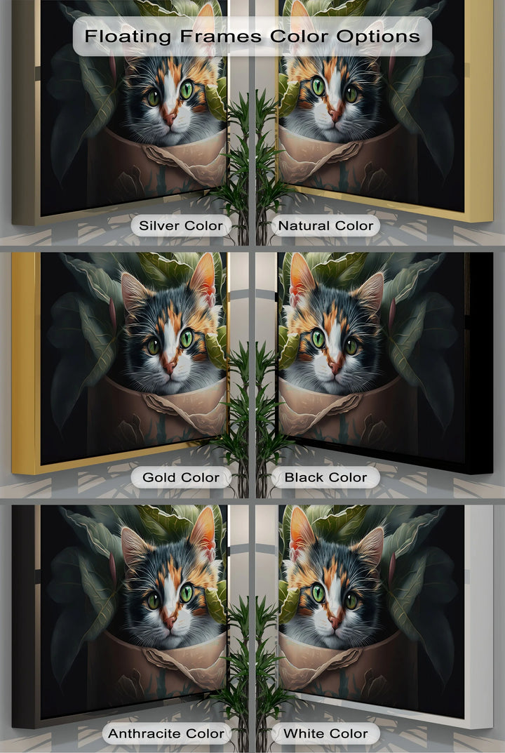 Jungle Hideout – Calico Cat Peeking Through Greenery Cat Canvas Print - MyPhotoStation