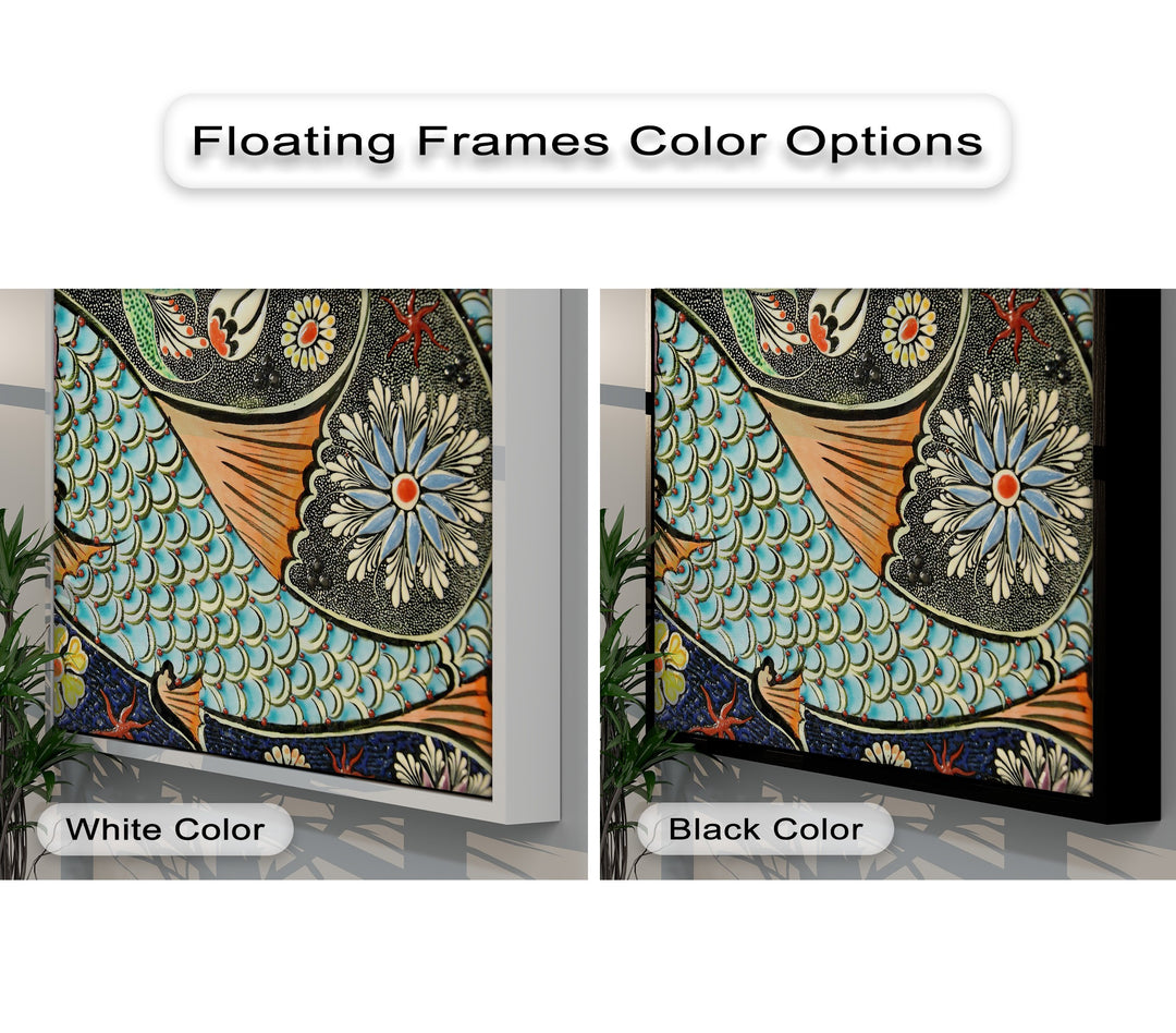 Decorative Fish Canvas Print – Colorful Ocean Mosaic Wall Art