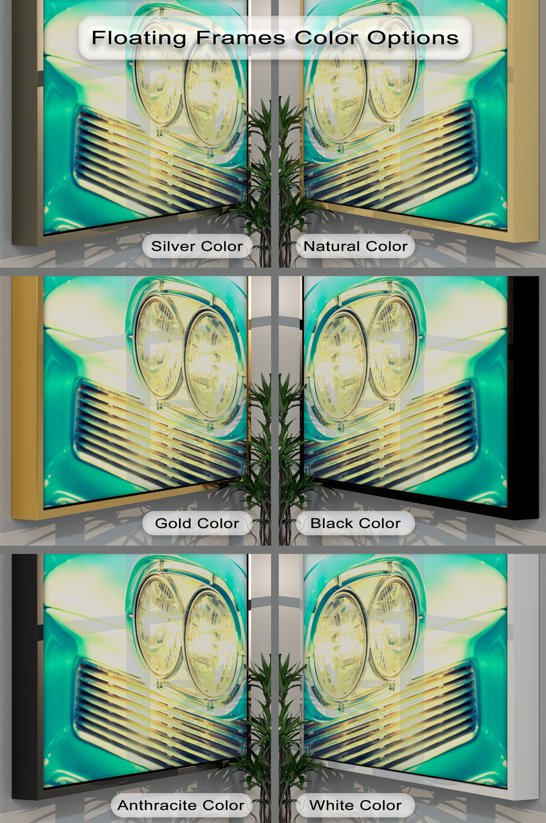 Golden Glow – Close-Up of Classic Car Headlights Canvas Print