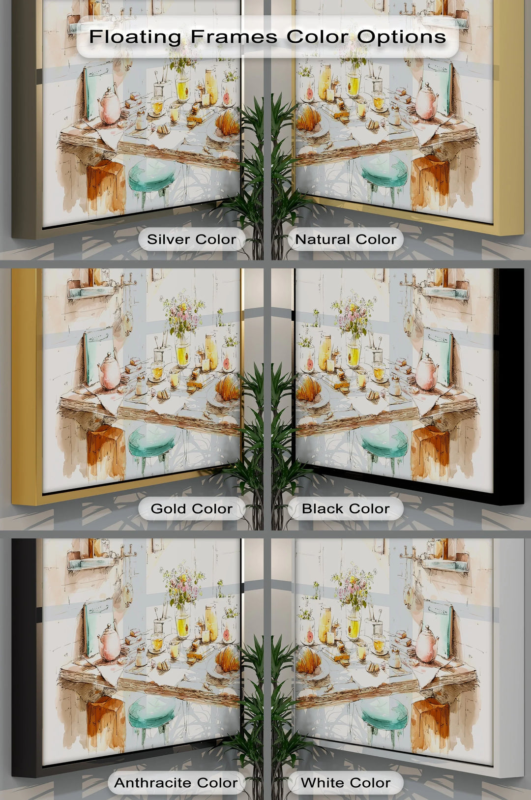 Cozy French Breakfast Table – Watercolor Kitchen Scene Canvas Print - MyPhotoStation