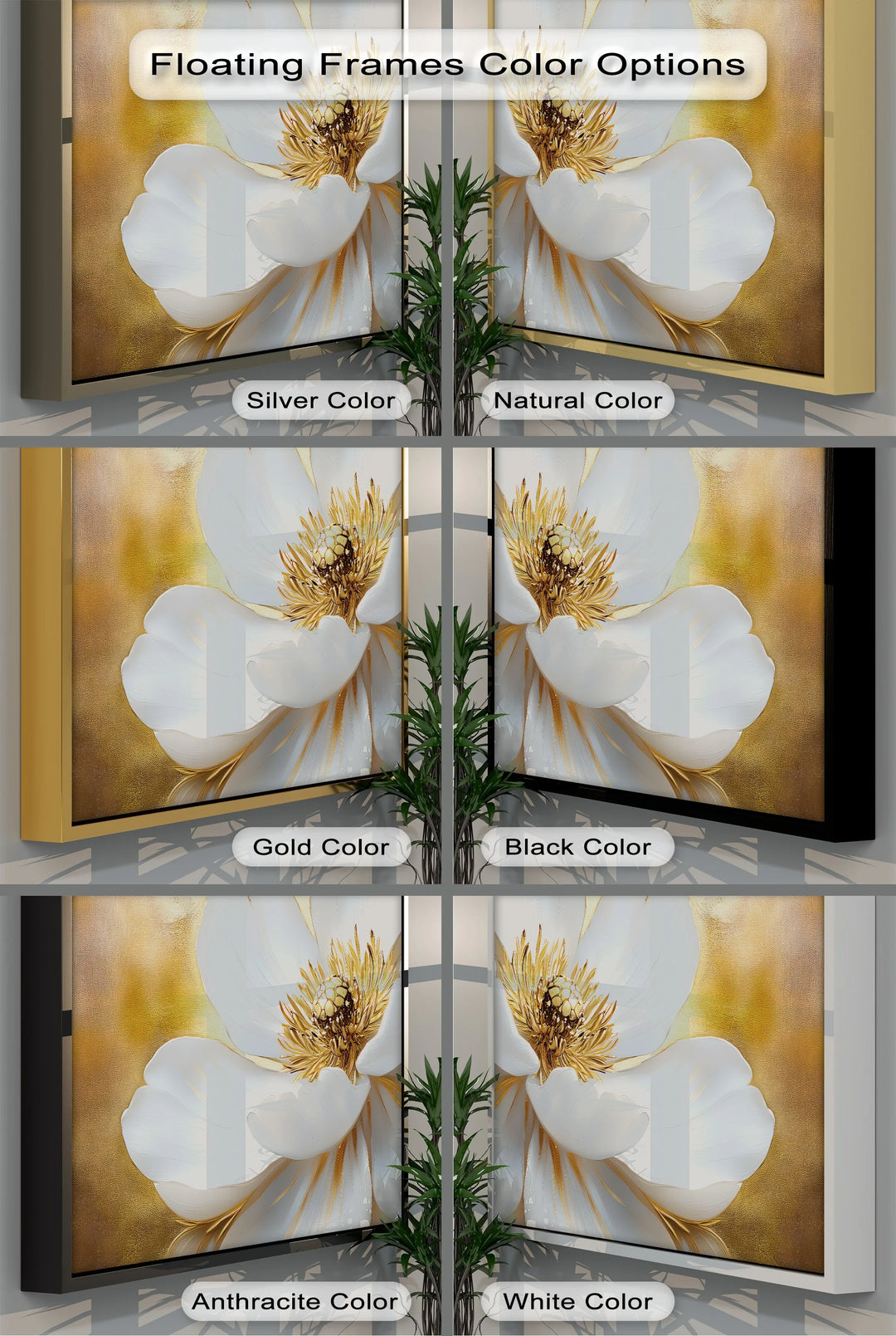 Subtle Grace – white flowers in vase modern canvas artwork.

