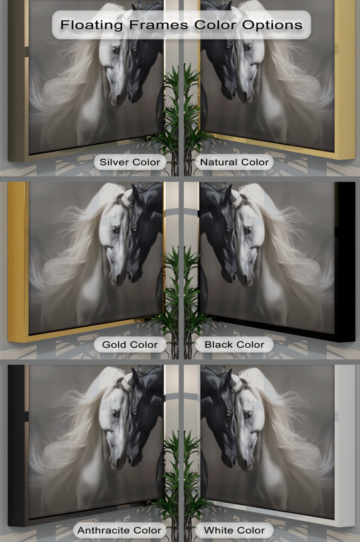 Yin & Flame – Intimate Contrast of Black and White Horses Canvas Print
