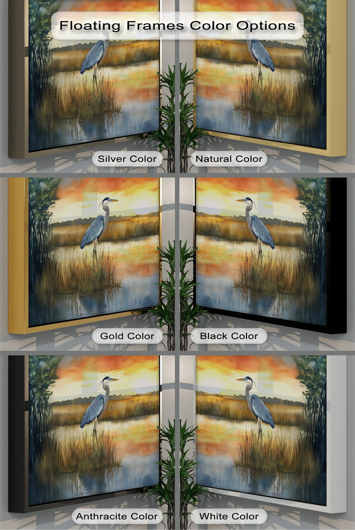 Twilight Watch – sunset bird canvas painting for peaceful room ambiance.


