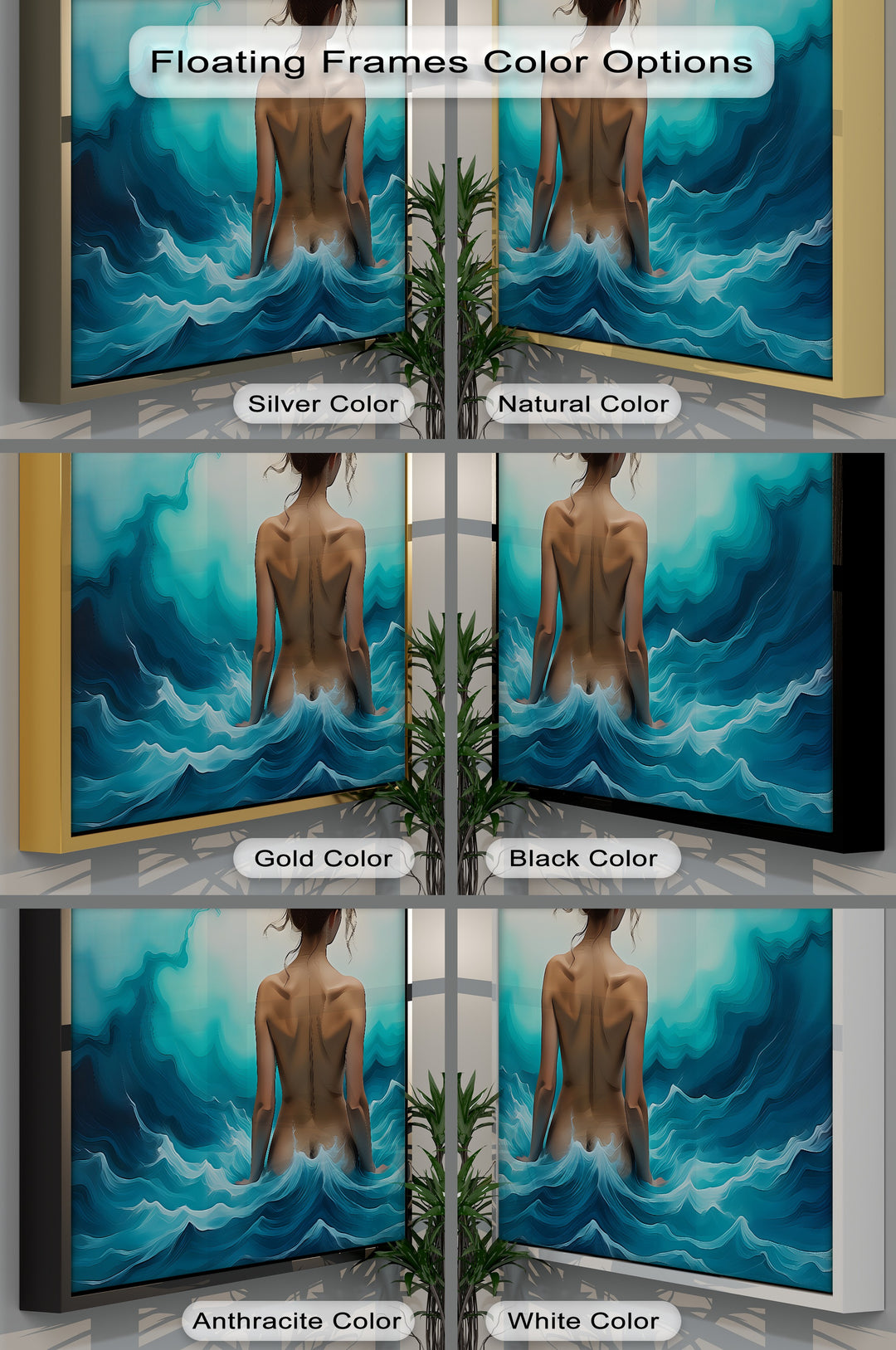 Emerald Tide Nude Woman Back – Erotic Canvas Wall Art | Large Canvas