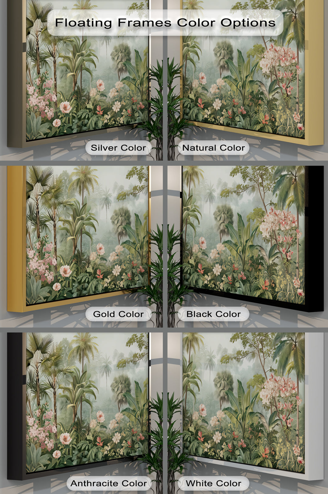 Jungle Botanical Mural - Canvas Wall Art | Framed Art