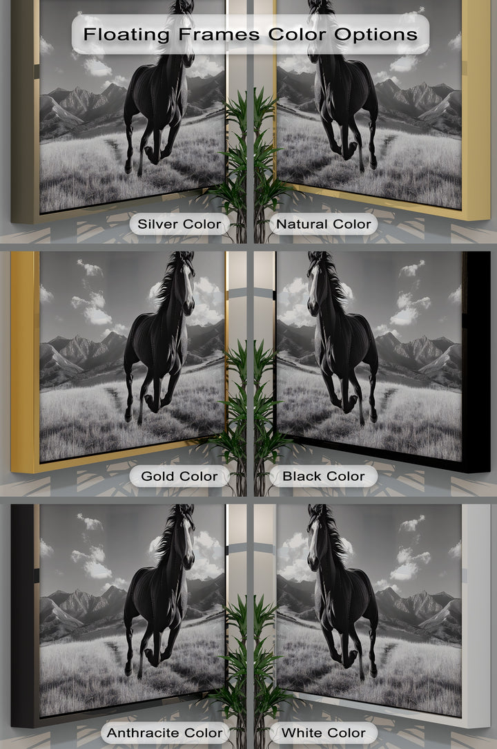 Unbridled Spirit – Running Horse in Mountain Field Canvas Print