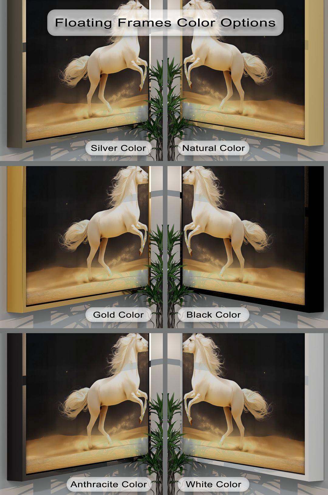 Desert Majesty – White Stallion in Golden Sands Canvas Print