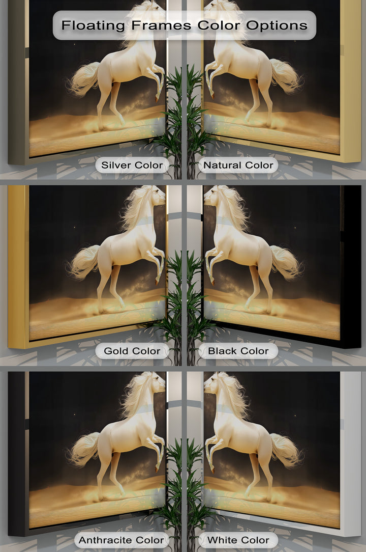 Desert Majesty – White Stallion in Golden Sands Canvas Print