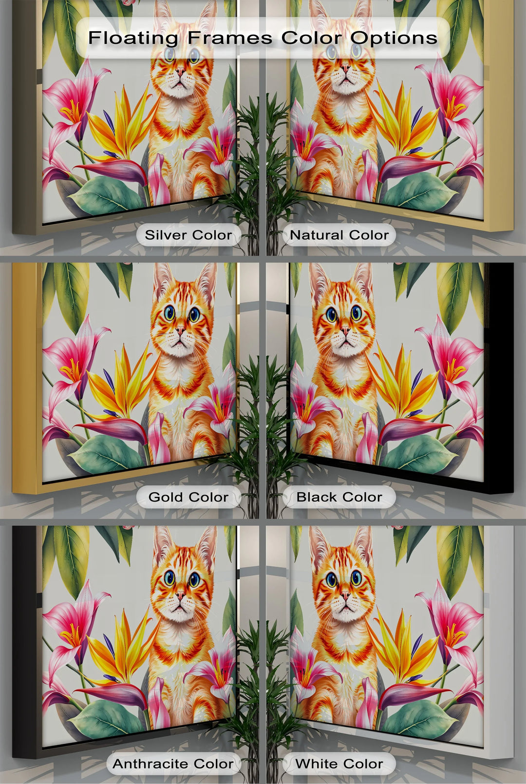 Tropical Curiosity – Orange Tabby Among Exotic Flowers Cat Canvas Print - MyPhotoStation