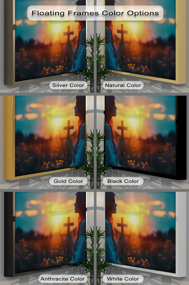Spiritual Woman Holding Cross - Jesus Canvas Print