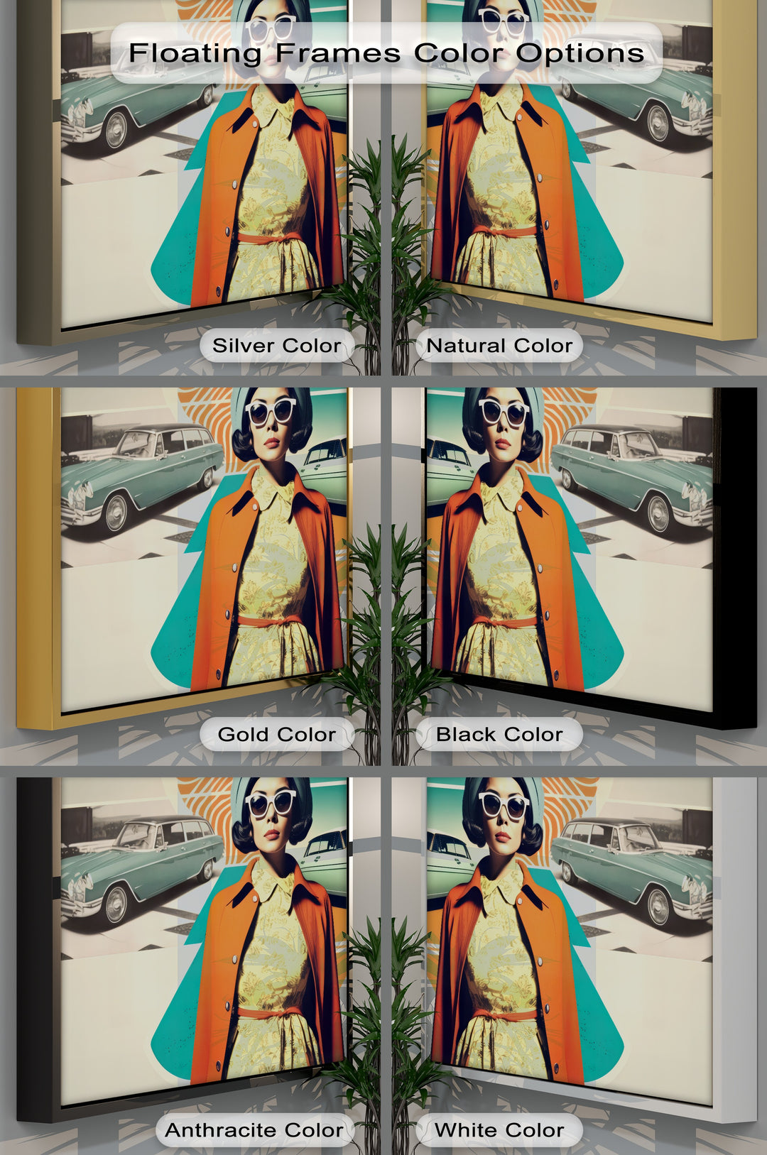 Retro Glamour Drive – Vintage Fashion & Classic Car Canvas Print