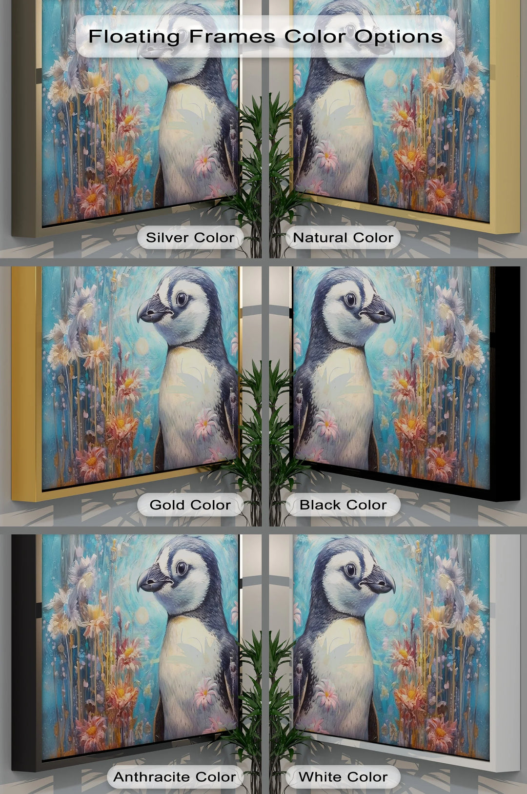 Blossom Companion – Dreamy Penguin Animal Canvas Print - MyPhotoStation
