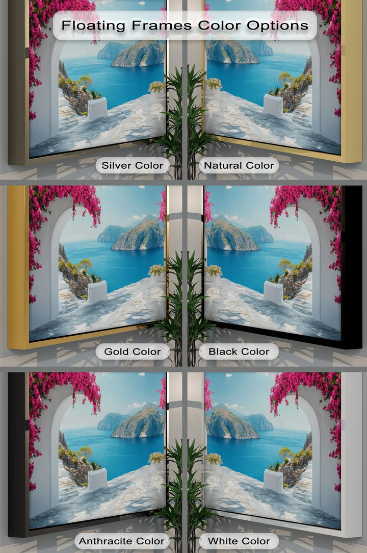 Cliffside Arches with Bougainvillea - Landscape Canvas Print