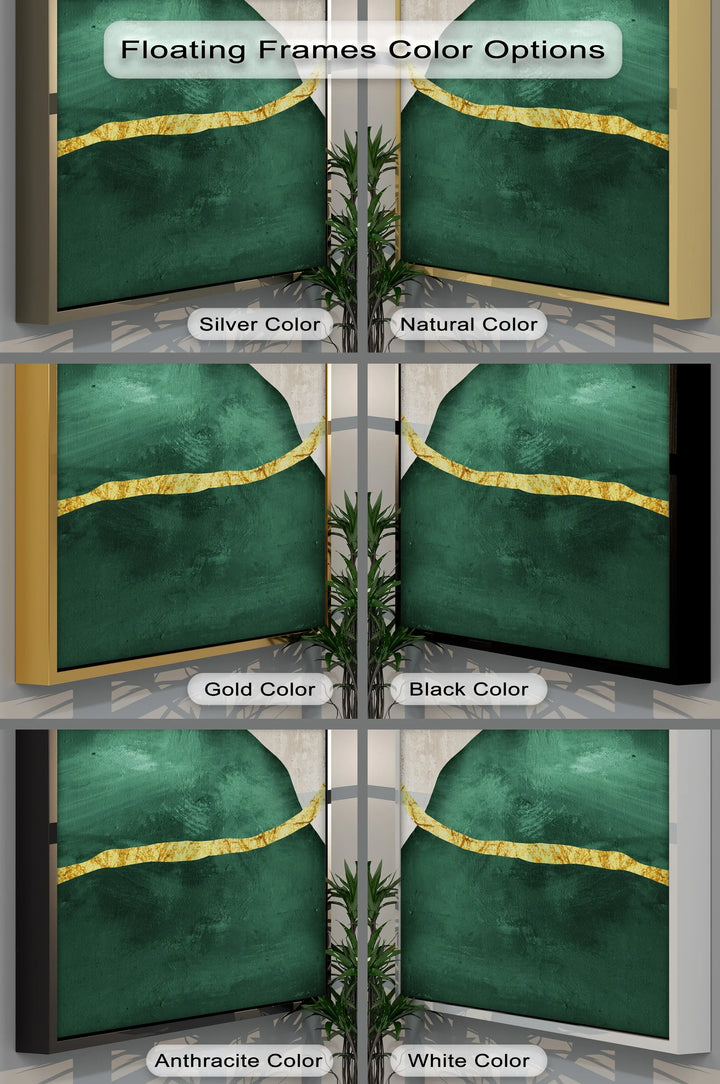 Emerald Divide – Abstract Green and Gold Canvas Print - MyPhotoStation