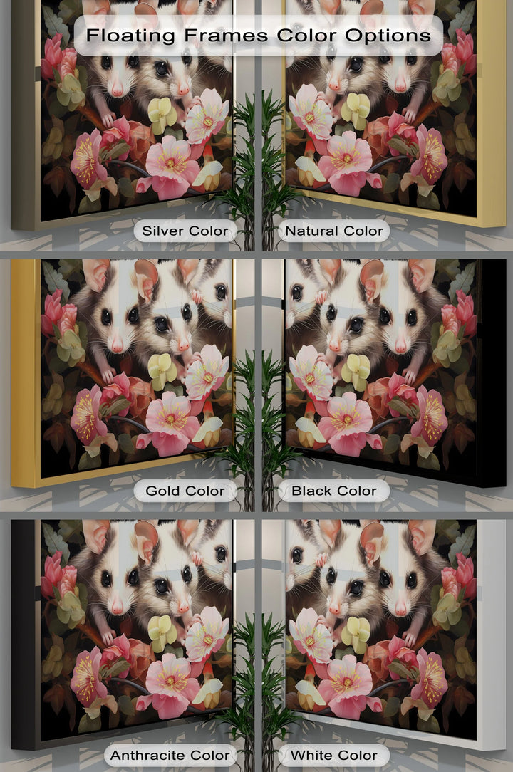 Curious Possum Trio Among Blossoms – Animal Canvas Print - MyPhotoStation