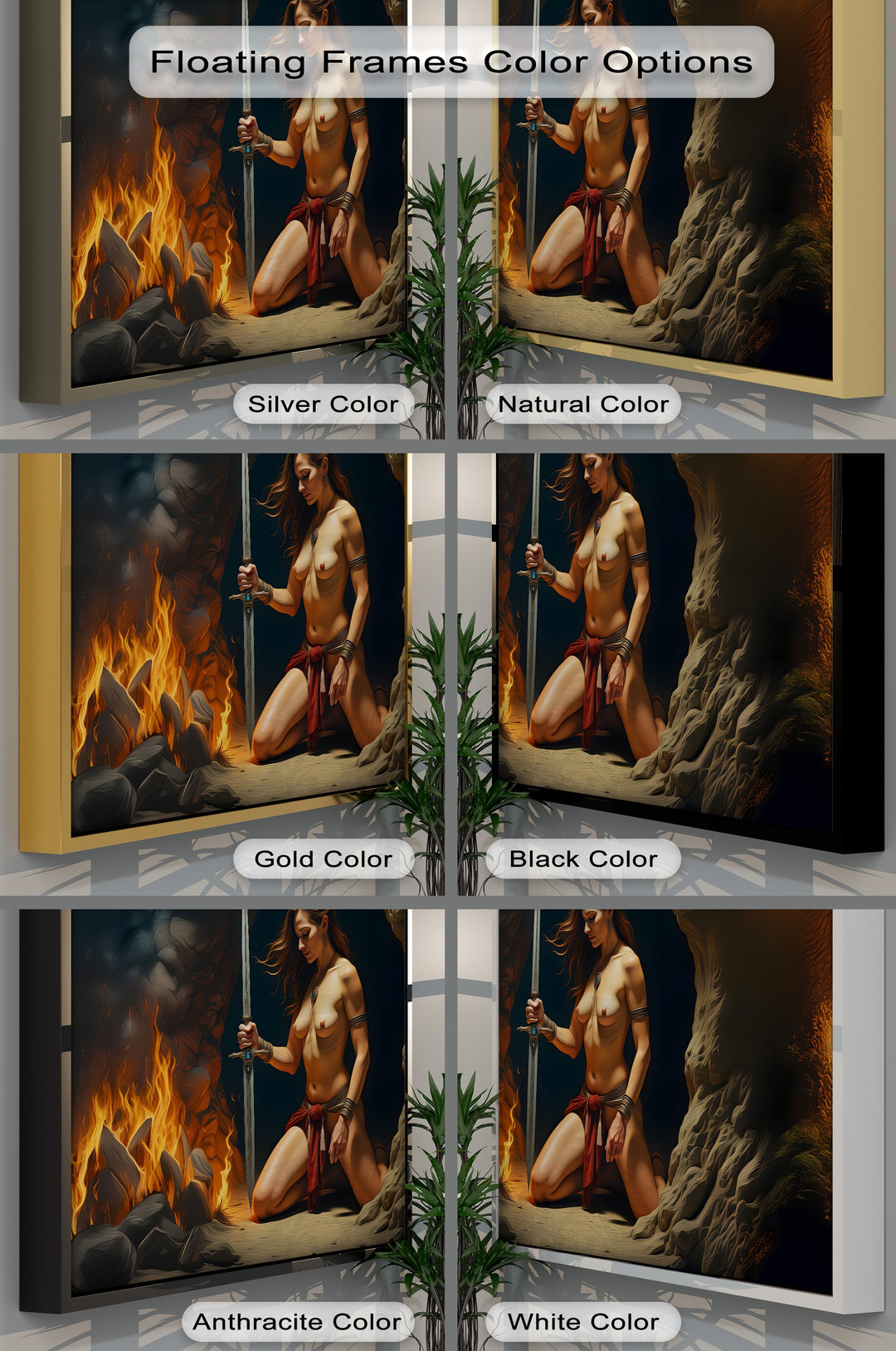 Fireborn Oath – Warrior Nude Woman Canvas Wall Art | Big Canvas