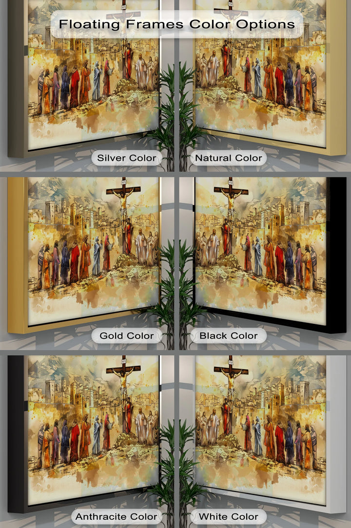 Jesus on the Cross with Disciples - Jesus Canvas Print