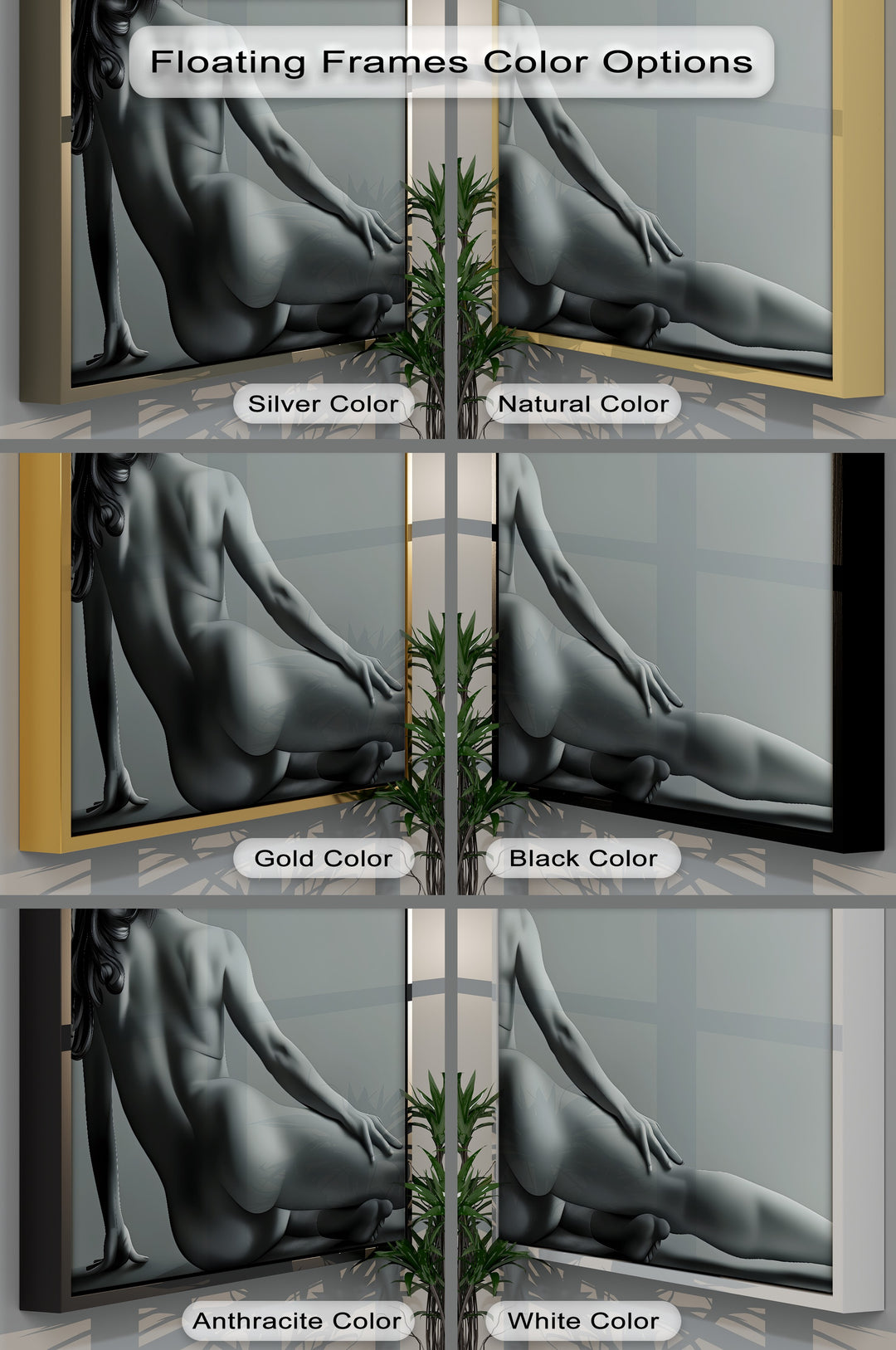 Silver Serenity – Nude Female Back Canvas Wall Art | Bedroom Art