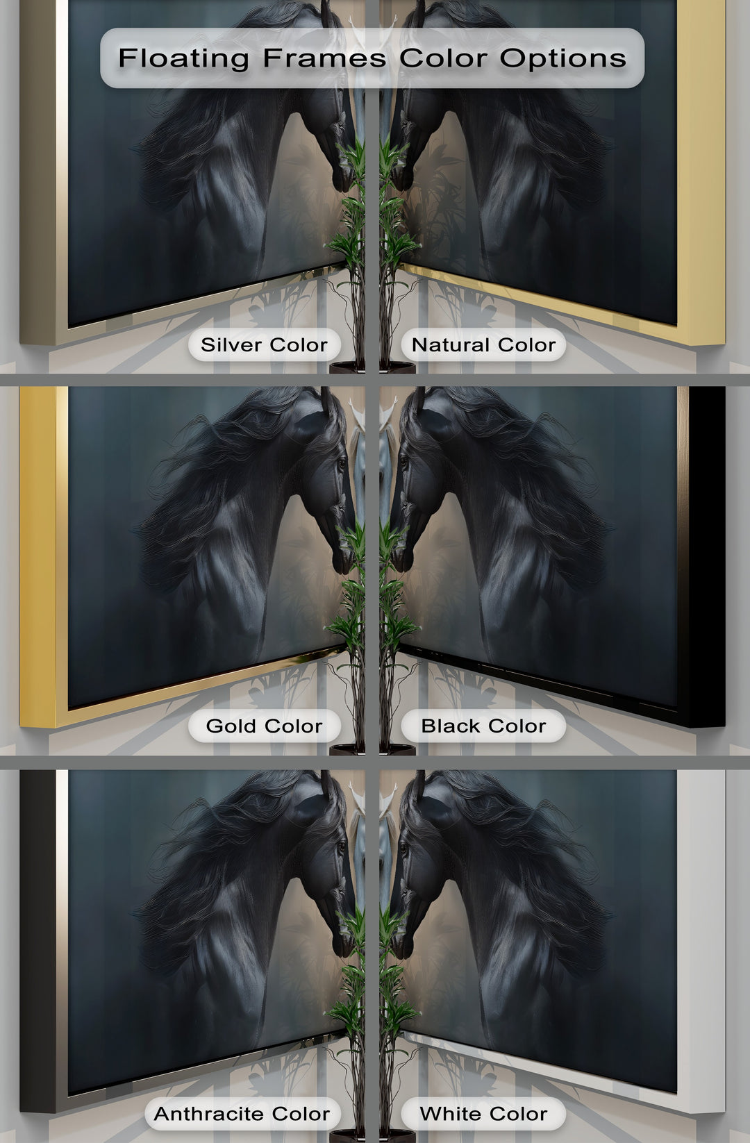Unity of Opposites – Black and White Horses Canvas Print
