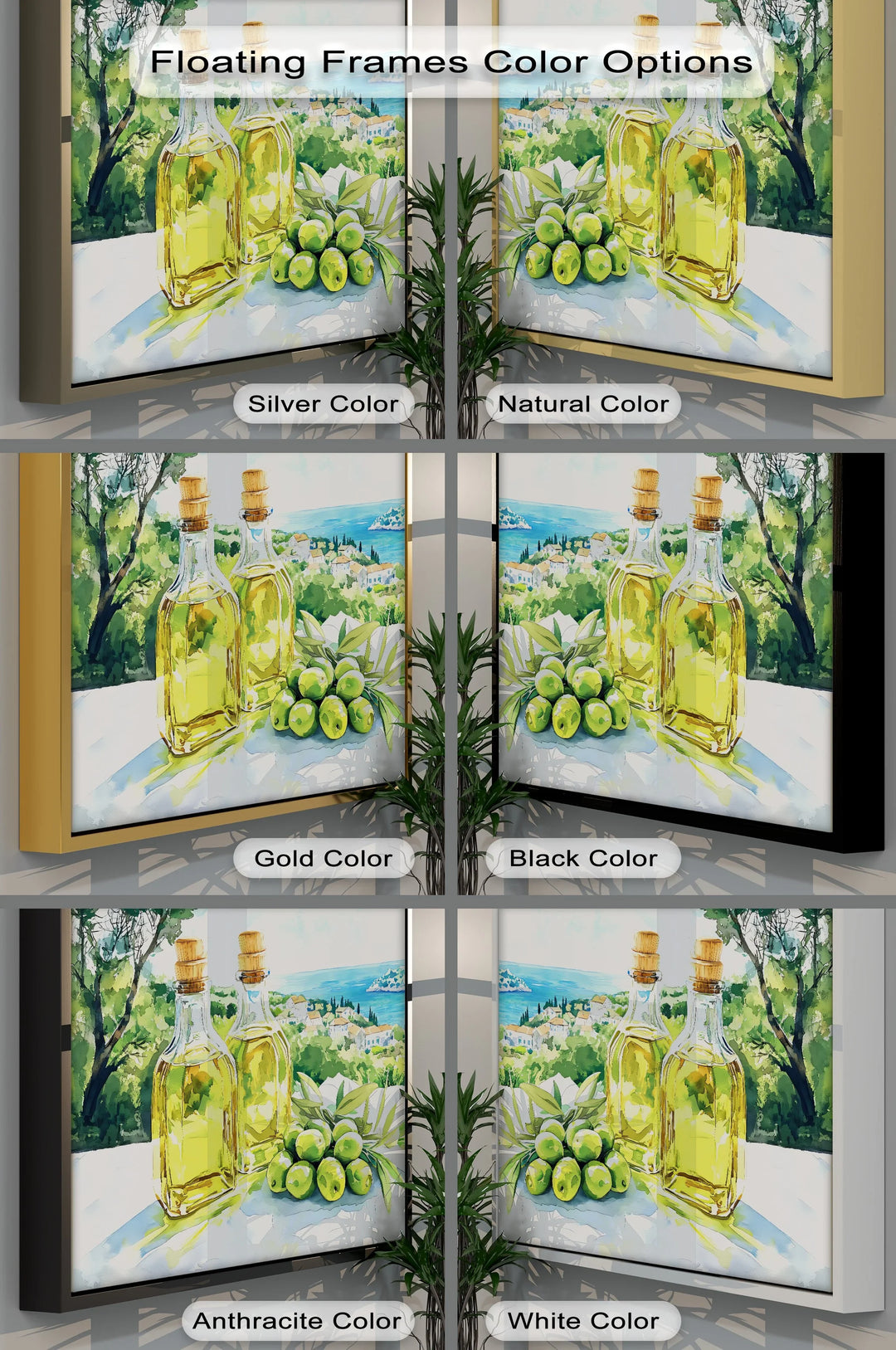 Mediterranean Harvest – Olive Oil Bottles Kitchen Canvas Print - MyPhotoStation