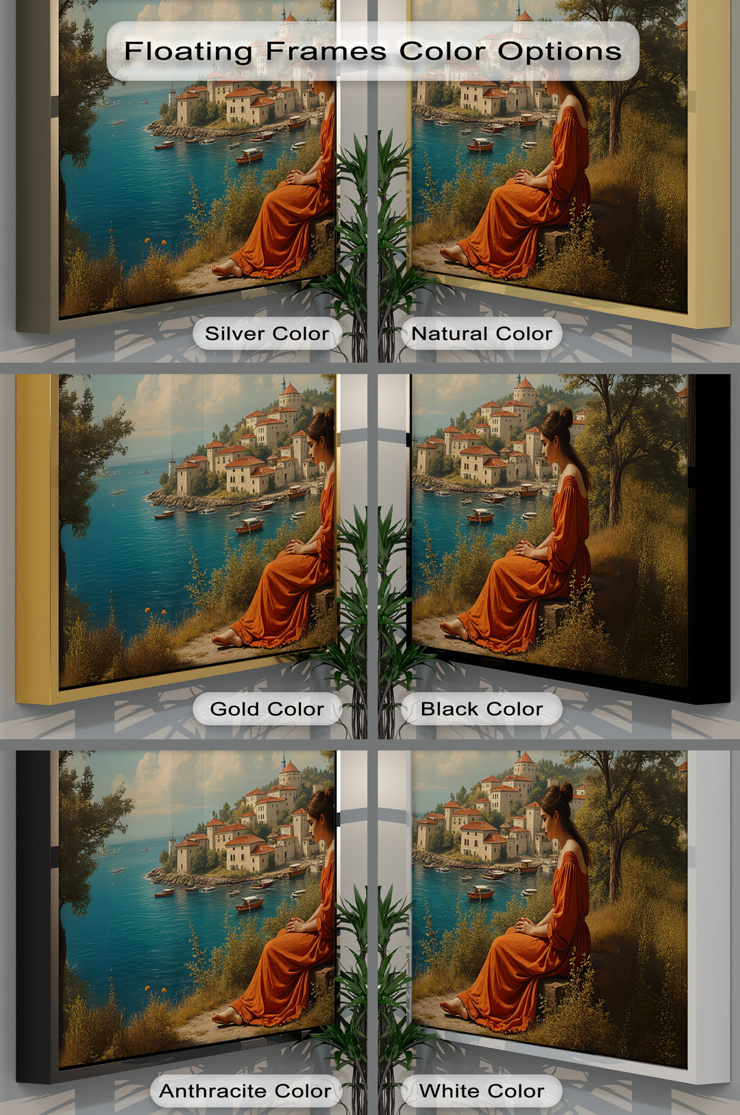 Mediterranean Muse – Seaside Village Canvas Wall Art | Large Canvas Art