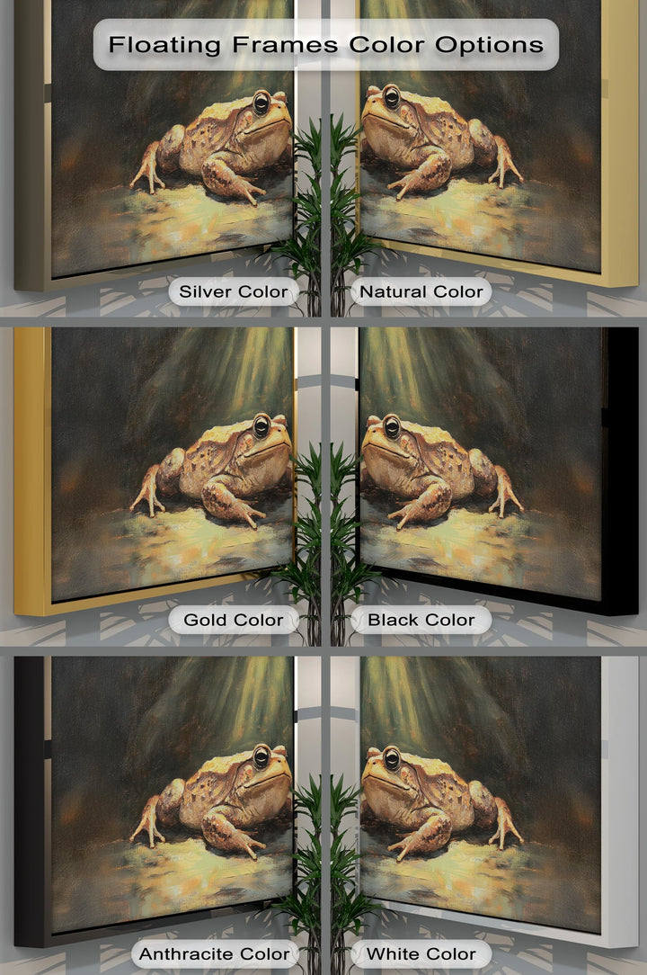 Enlightened Watcher – Dramatic Frog Under Spotlight Canvas Print - MyPhotoStation