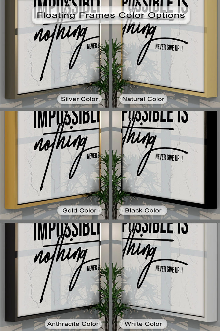 Impossible is Nothing – Black and White Motivational Canvas Print