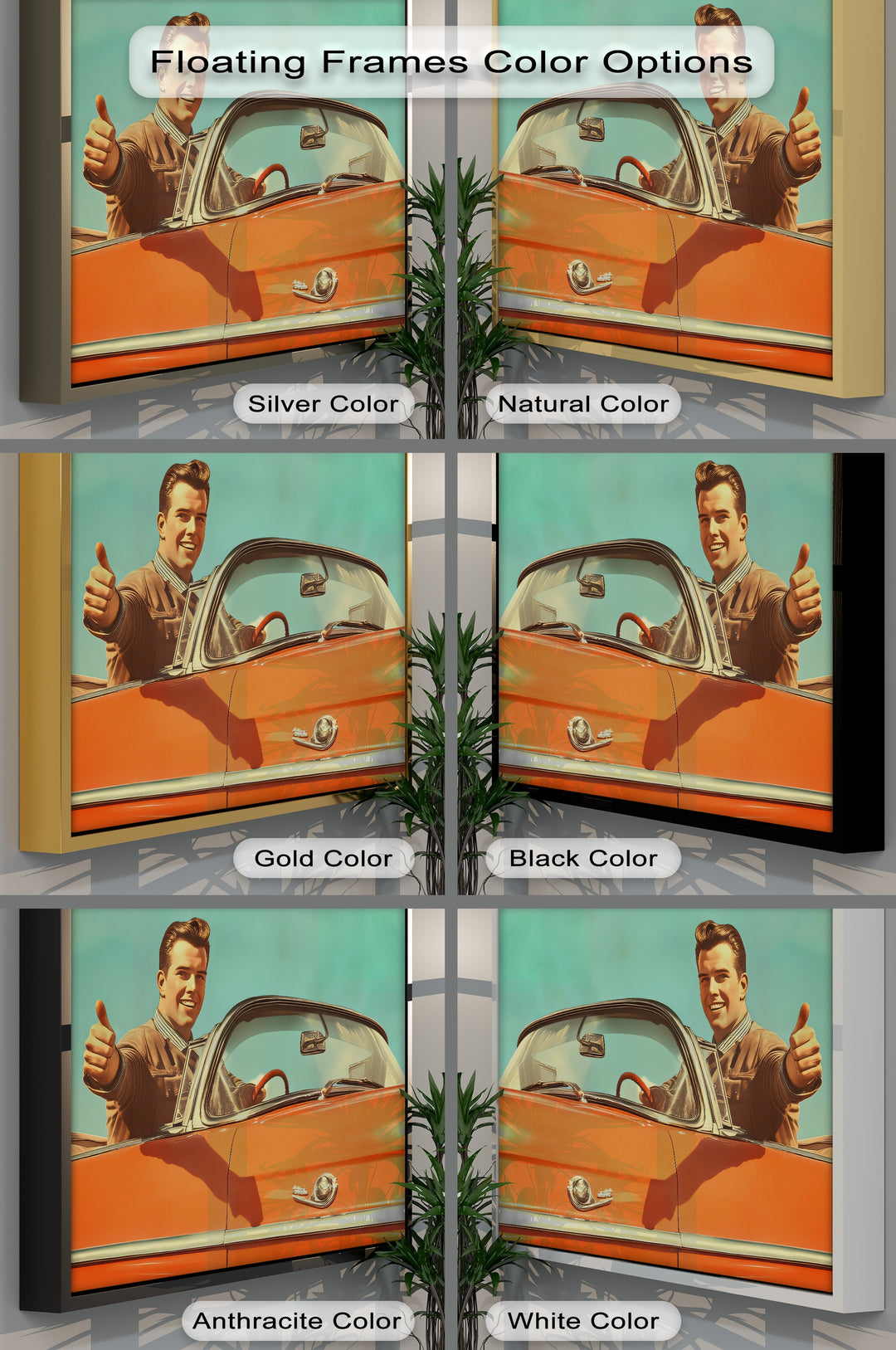 Cruise Control – Retro Convertible Thumbs-Up Canvas Print