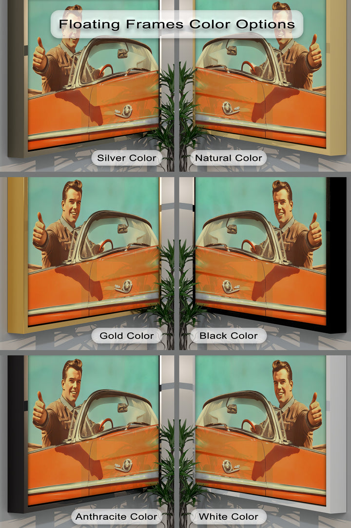 Cruise Control – Retro Convertible Thumbs-Up Canvas Print