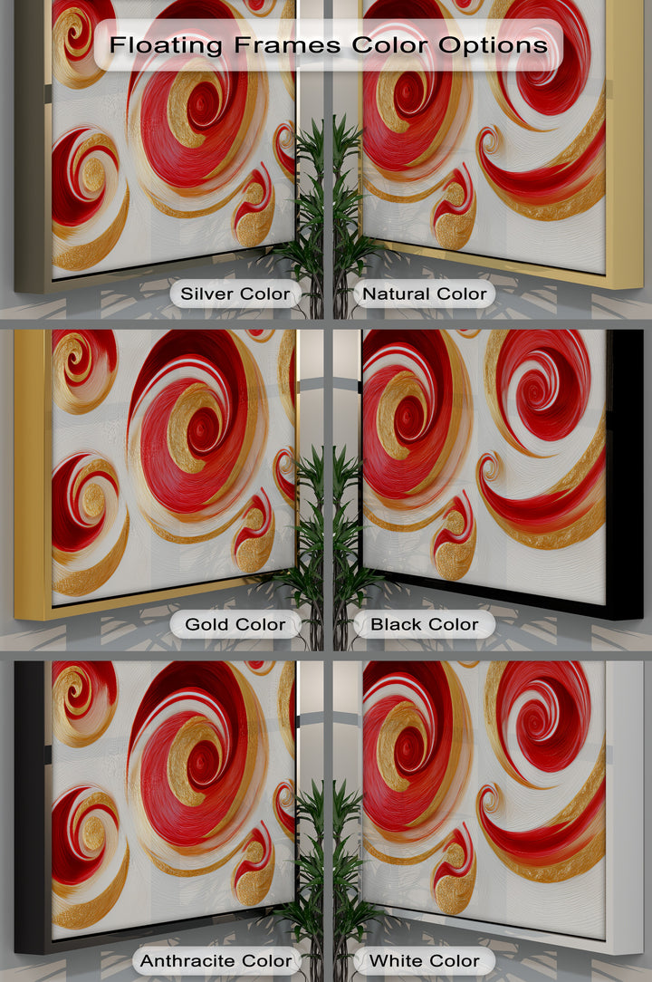 Golden Whirlwind – Red and Gold Abstract Spiral Canvas Print